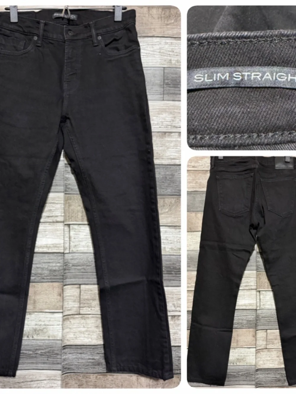 Rising Sun & Co The Slim Straight Jeans Men’s 30x28.5 Black Denim Stretch